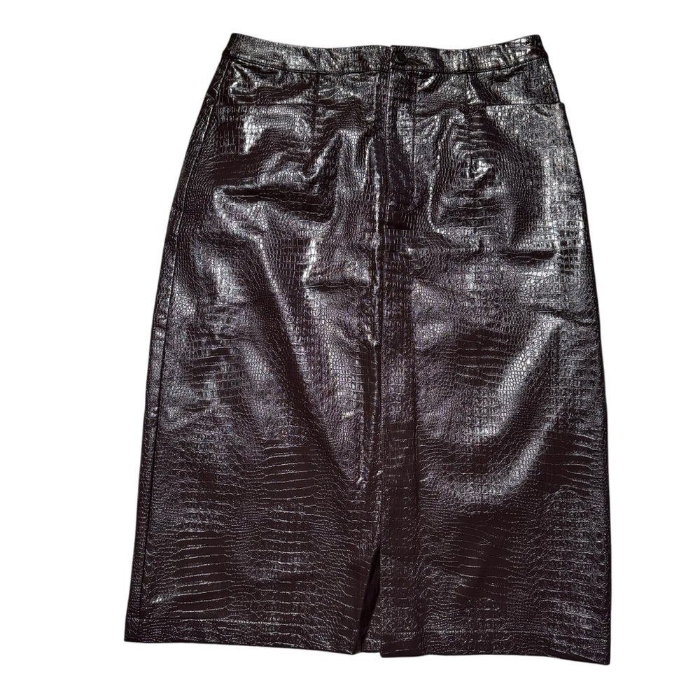 New I.N.C. International Concepts Faux Leather Pencil Brown Skirt Size 10 - Picture 5 of 8